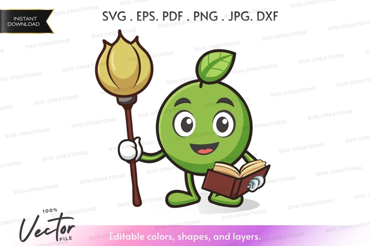 Wise apple reading a book