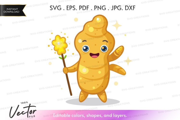 Cute poop character holding a flower - vector silhouette cli