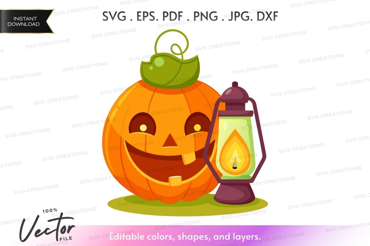Happy pumpkin with lantern