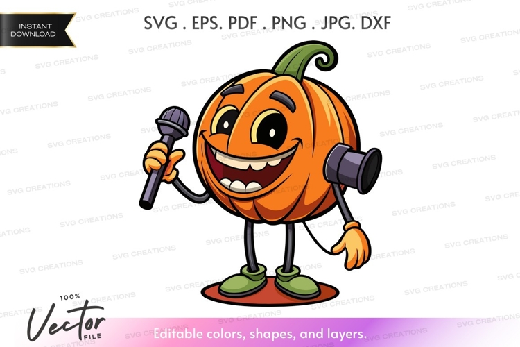 Singing pumpkin vector silhouette clipart