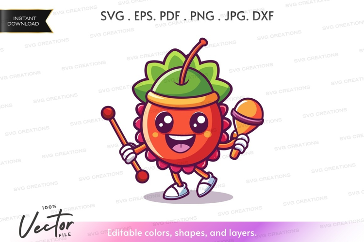 Strawberry mascot with ice cream