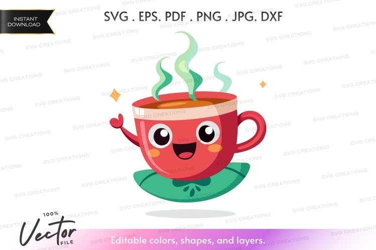 Cute coffee cup with steam