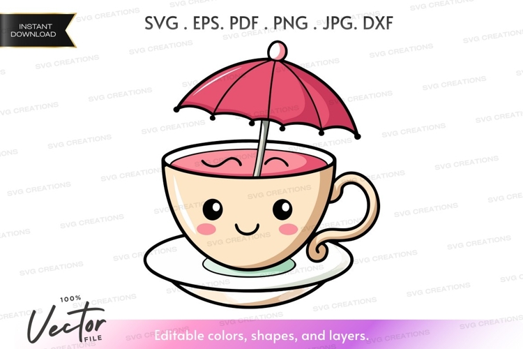 Cute tea cup with umbrella