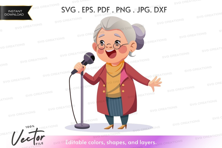Joyful elderly woman singing