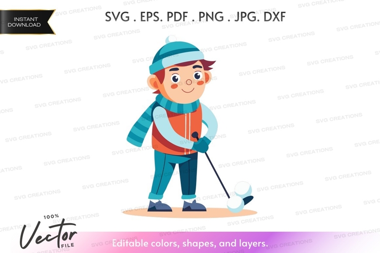Winter sports boy with skis