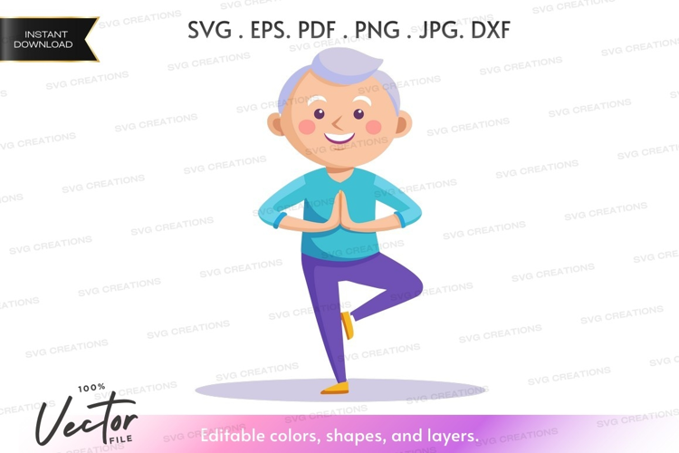 Elderly person practicing yoga