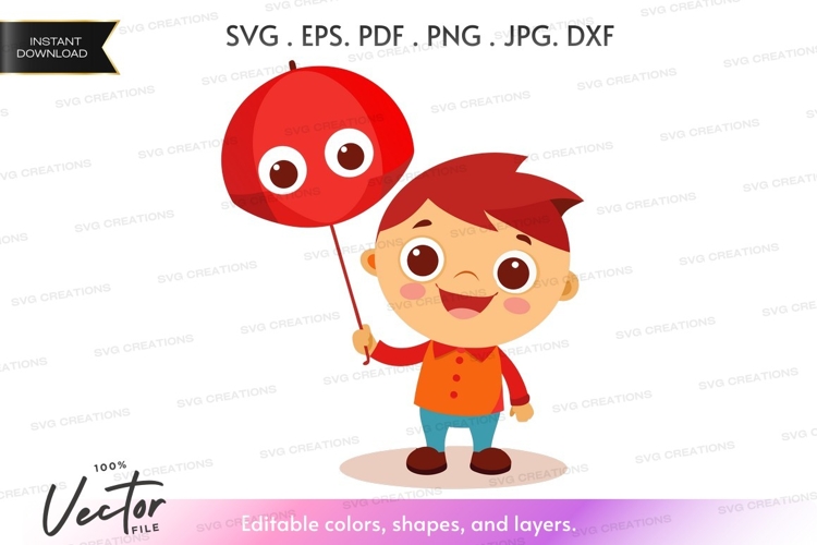 Joyful boy with balloon