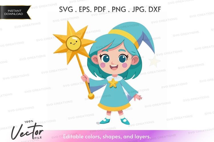 Magical fairy with sun wand