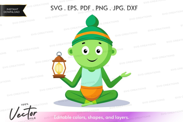 Green elf holding a lantern