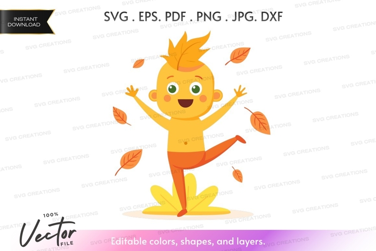 Happy child playing in fall leaves