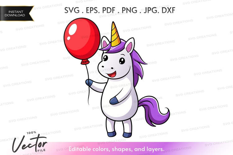 Unicorn holding a balloon