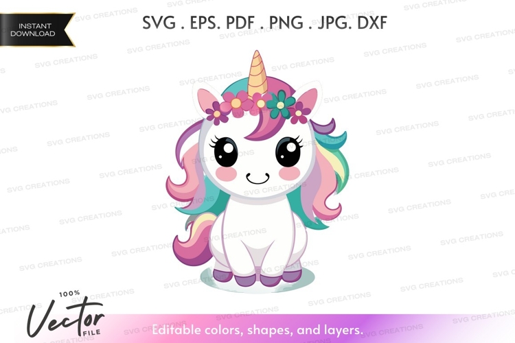 Cute unicorn vector silhouette