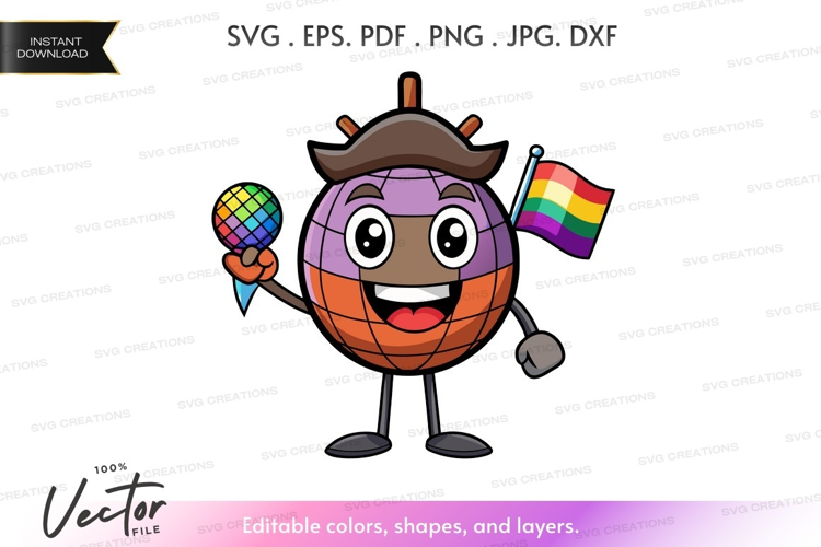 Celebrating diversity globe with ice cream and pride flag