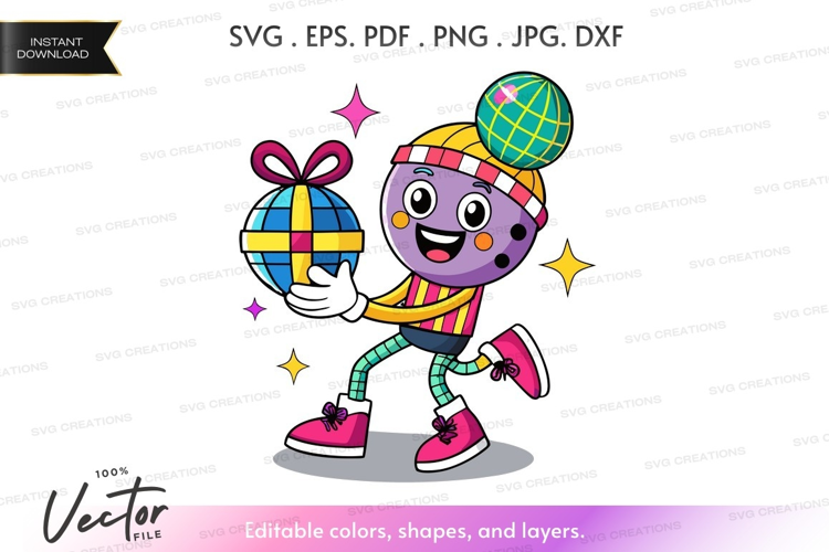 Happy globetrotter holding a gift