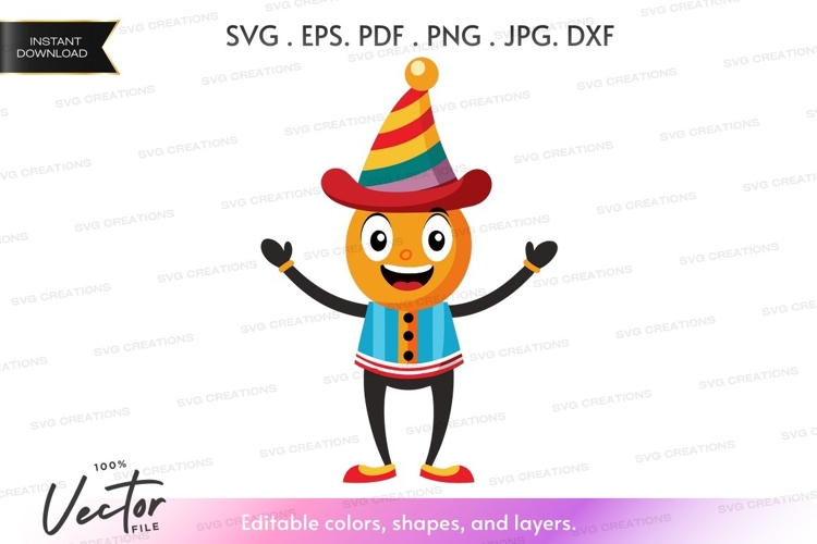Joyful clown vector silhouette