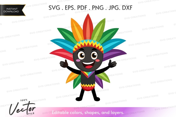 Colorful feathered mascot - vector silhouette