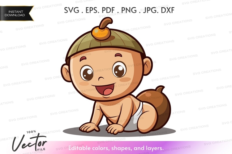 Cute baby in acorn costume