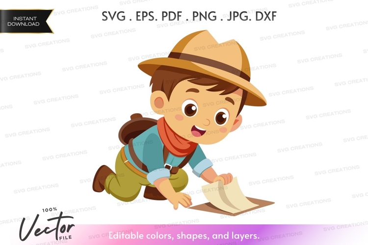 Young explorer with map