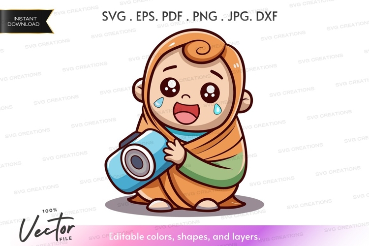 Crying baby with camera