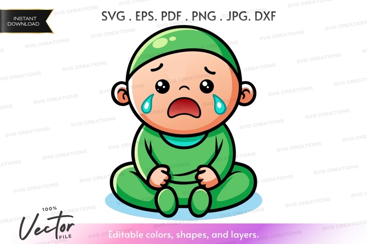 Crying baby vector silhouette