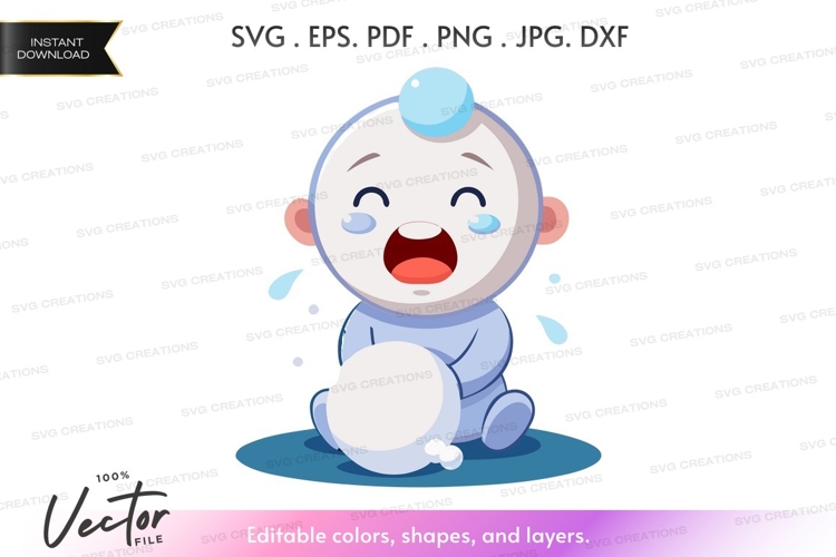 Crying baby vector silhouette