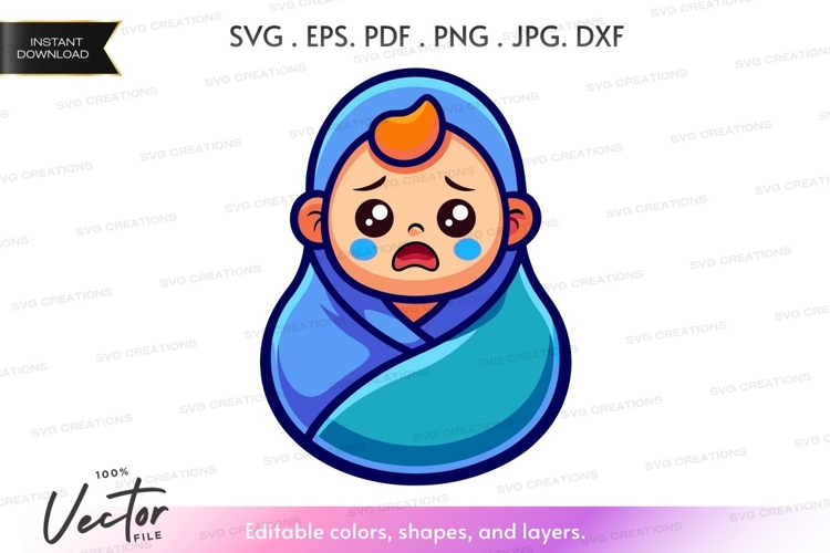 Crying baby vector silhouette