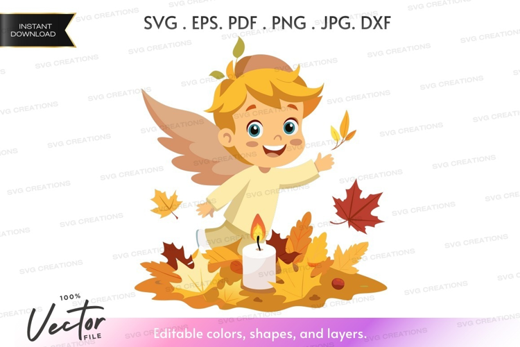 Autumn angel with candle
