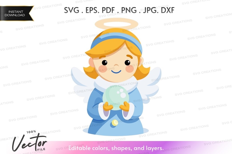 Cute angel holding a globe