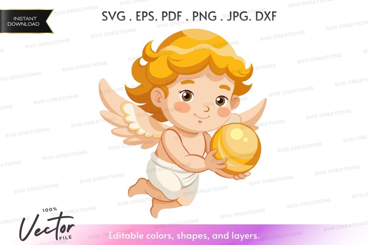 Cute angel holding a golden orb