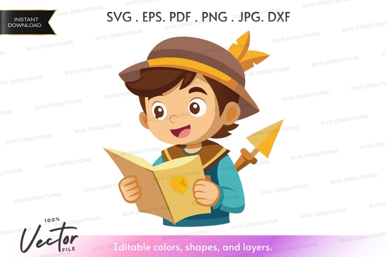 Adventurous boy with map and compass