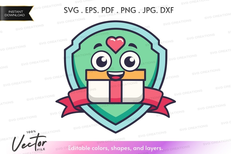 Vector silhouette of a happy gift box