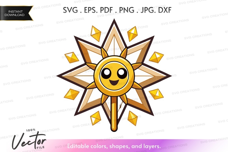 Sunny star lollipop vector silhouette
