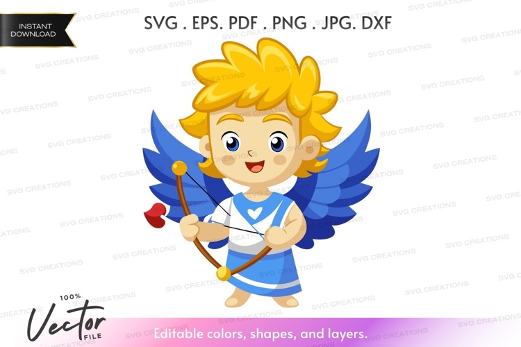 Cute cupid vector silhouette