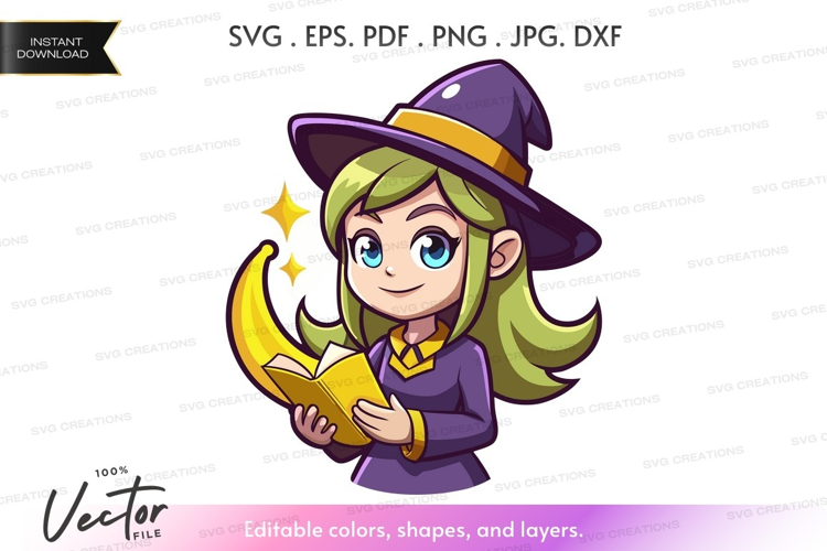 Young witch holding a spell book