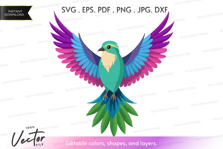 Colorful bird in flight