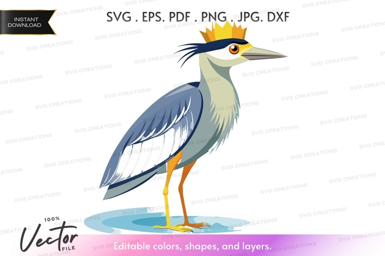 Vector silhouette of a crowned bird