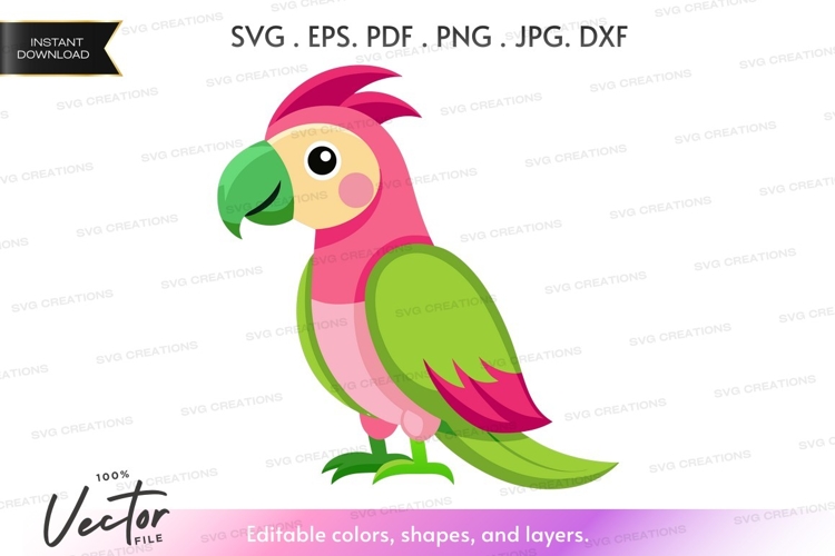Vector silhouette of a colorful parrot