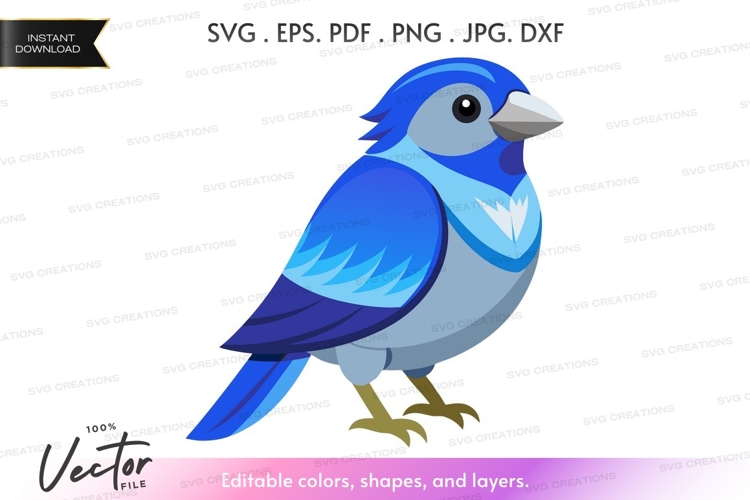 Blue bird vector silhouette