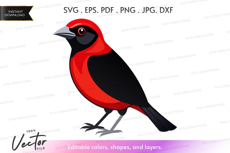 Red and black bird silhouette