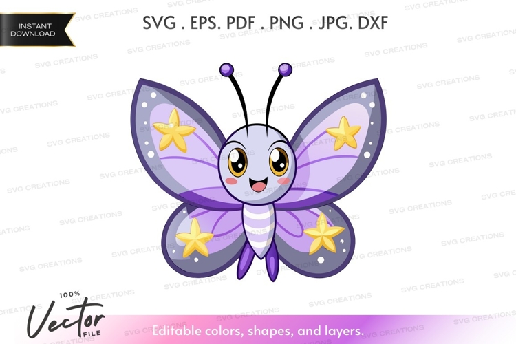 Whimsical butterfly vector silhouette