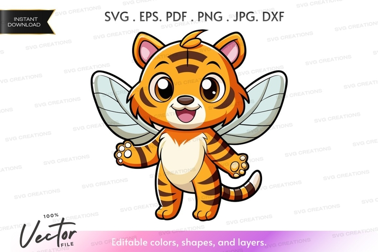 Cartoon tiger with wings silhouette