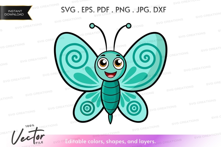 Happy butterfly vector silhouette