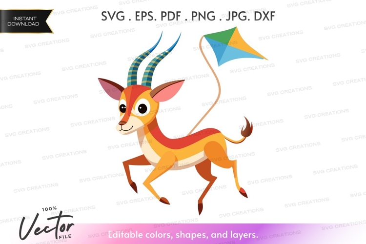 Playful gazelle with kite