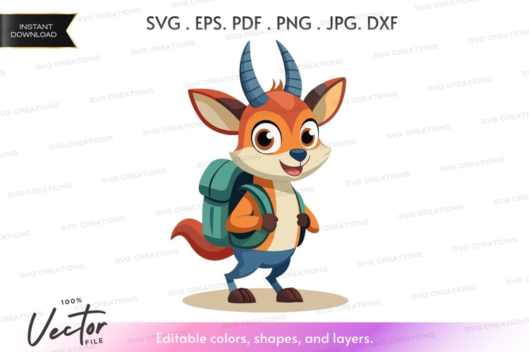 Adventurous fox with backpack