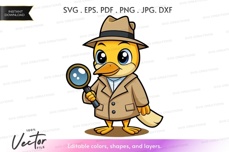Detective duck vector silhouette