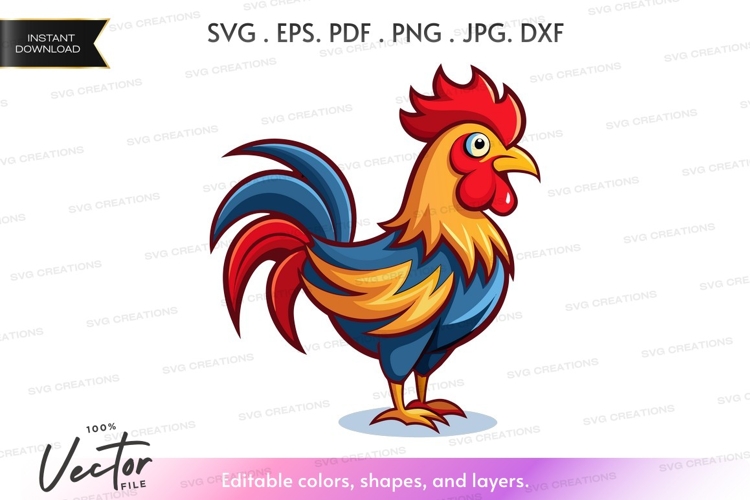 Proud rooster vector silhouette