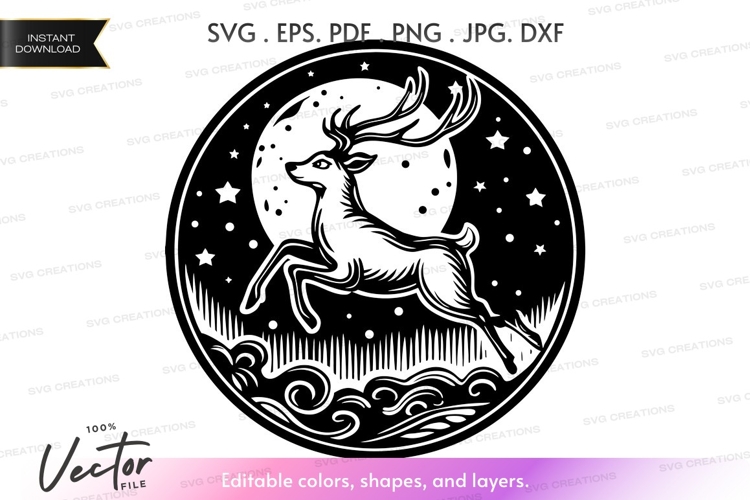 Deer Clipart Black And White Image 7