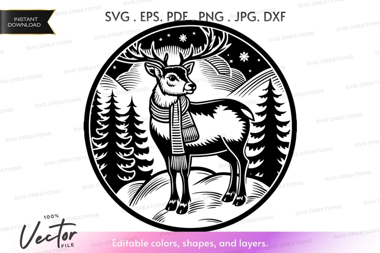 Winter deer Vector Clipart