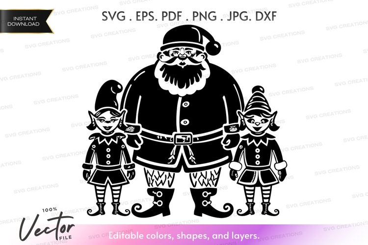 Black And White Santa Clipart Image 10