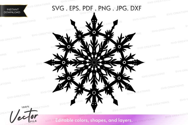 Snowflake Clipart Black And White Image 13